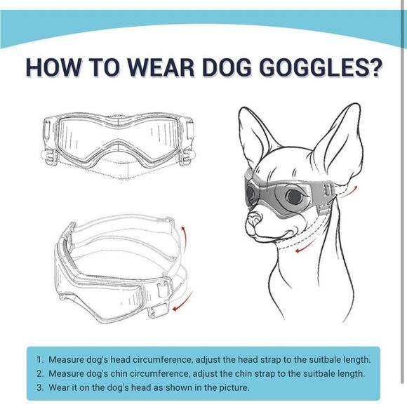💙NEW PETLESO Dog Goggles Small-Medium Breed - Picture 7 of 14
